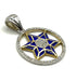 14K Gold & Diamond With Blue Enamel Star of David Round Necklace